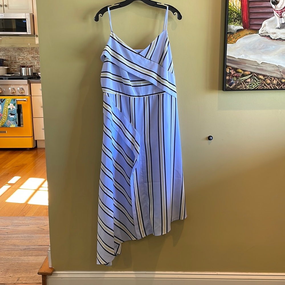 Banana Republic Summer Soirée Dress, Blue with navy, white, green stripes